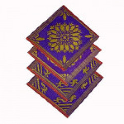 PVC Polyester Prayer/Meditation / Puja/Aasan Mat/Galicha; Length 1.5ft X Breadth 1.5 ft; Set of 4; Purple & Golden Color