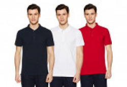Xessentia Men's Polo (XPO3P5_X-Large_Navy, Red and White) (Pack of 3)