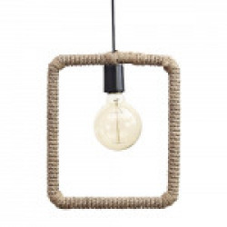 Hankley HK-HL-1014 Hanging Rope Light with Bulb (Beige, Square)