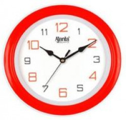 Ajanta Analog Wall Clock  (Red, With Glass)