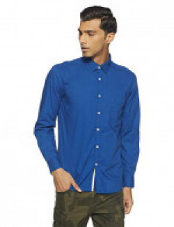 Parx Men's Plain Slim Fit Casual Shirt (XMSS07212-B6_Dark Blue_40)