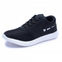 GSTM Men's Running Sports Shoes (8, Black)