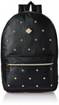 HOOM Synthetic Black School Backpack (HMSOSB 009-HM(Black))