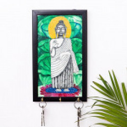ExclusiveLane Lord Buddha Canvas Handpainted Key Holder Wall Décor Home Décorative Key Hooks for Home Décor