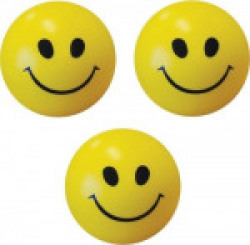 Babies Hub Smiley Face Squeeze Stress Ball - Set of 3 Bath Toy(Yellow, Black)