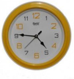 Ajanta Analog Wall Clock  (Yellow, With Glass)