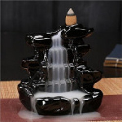 Craftam Dropping Smoke Fountain Design Smoke Backflow Decorative Incense Holder with 10 Cones (7x7x12cm, Black, CCP121)
