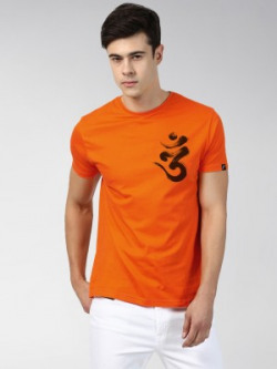 Young Trendz Printed Men Round Neck Orange T-Shirt
