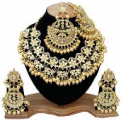 Finekraft Meena Kundan Gold Plated Pearl Necklace Set for Women