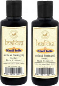Khadi Leafveda Amla & Bhringraj Herbal Hair Cleanser( Shampoo) pack of 2(420 ml)