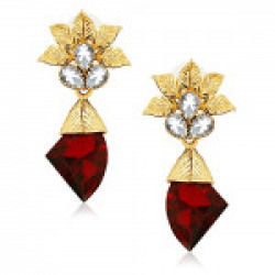 Spargz Designer Red Brass Metal CZ Stone Dangle Earring For Women AIER 562