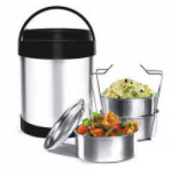 HMSTEELS Stainless Steel Tiffin - 3 Tier - PU Insulated - Capacity 450 ML Per Tier