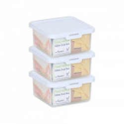 Wham (United Kingdom) Food Locker Square Plastic Container, 600ml, 3 Pcs Set, White