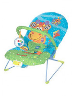 Mee Mee Vibrating and Soothing Baby Bouncer with Music and 2 Position Cushioned Seating, Light Blue