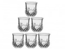 Frabjous Clear Glass Decorative Tumblers Glass, 300 ml, Set of 6