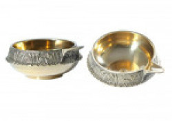 Frestol Brass Table Diya (12 cm x 12 cm x 10 cm, Gold, Buy 1 Get 1)