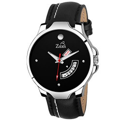 ZIERA Day and Date Analogue Black Dial Men's Watch with Leather Strap - ZR7075