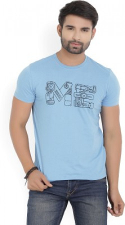 Van Heusen Sport Printed Men's Round Neck Light Blue T-Shirt
