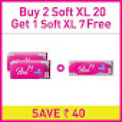 Paree Soft feel XL Sanitary pad (Pack of 20) - Buy 2 Get 1 Free Pack of 7 worth Rs 40