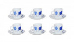 Larah by Borosil Ageria Tea & Coffee Mug & Saucer Set, 104ML, Set of 6 (White),