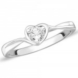 Peora Twist of Fate CZ Ring in 925 Sterling Silver Rhodium Finish for Women