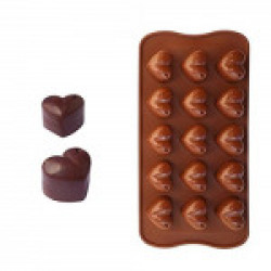 Bulfyss Silicone Chocolate Making Heart Shaped Moulds, 15 Cavities, Brown (Standard Size)
