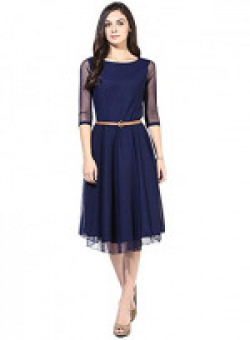 1 Stop Fashion Women's A-Line Knee-Long Dress (onepeice-017_Blue_Xx-Large)