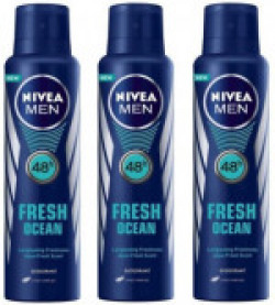 Nivea Ocean Body Spray  -  For Men(450 ml, Pack of 3)