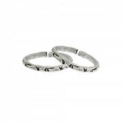 Frabjous Fusion Pair of Oxidized German Silver Adjustable Toe Ring for Women