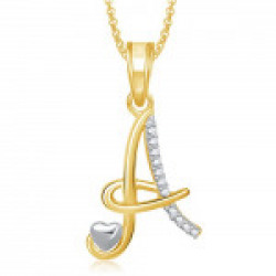 Meenaz Jewellery Gold Plated 'A' Letter Pendant For Women