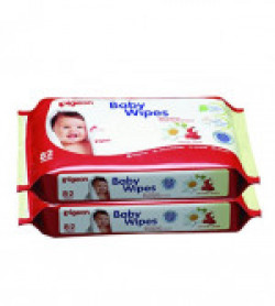 Pigeon Baby Wipes Refill, Cham and Rose, Red/White, 82 Pieces (Pack of 2)