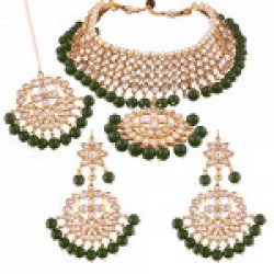 I Jewels Traditional Kundan & Pearl Choker Necklace Set for Women (K7058G)