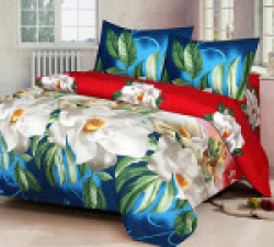 Amayra Home 180 TC Microfibre Double 3D Luxury Bedsheet with 2 Pillow Covers - Floral, Multicolour