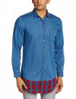 Adamo London Men's Casual Shirt (SHTADSP16016_Medium_Blue and Red)