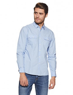 Amazon Brand- Symbol Men's Casual Slim Fit Shirt (AW17MCS12_Medium_Sky)
