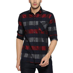 Campus Sutra Men's Checkered Regular Fit Casual Shirt (AZZ18SHRT_PNCHK7_M_PLN_BLMA_AZ_S)