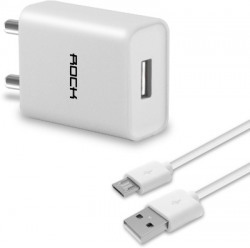 Rock ITG121 2.1 Amp Single Port Travel Mobile Charger(White, Cable Included)