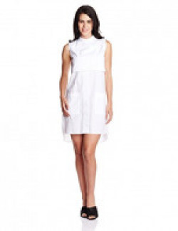EVAH Women's Cotton Shirt Dress (WS16SH050_White_Small)