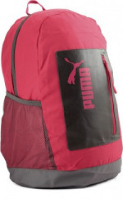 Puma PUMA Classic Medium Backpack 24 L Laptop Backpack(Pink, Black)