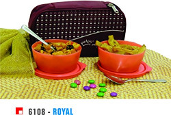 Princeware Royal Plastic Lunch Pack Set, 580ml/120mm, Set of 2, Assorted