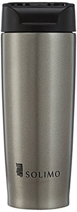 Amazon Brand - Solimo Vacuum Insulated Stainless Steel Travel Mug, Regal, 380 ml