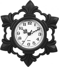 Efinito Analog 10 inch X 10 inch Wall Clock(Black, With Glass)
