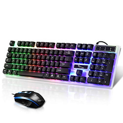 Keyboard and Mouse Combo, Pictek LED Wired Gaming Keyboard Mouse Set Illumination Backlit Keyboard for Computer Gamer Gaming Accessories