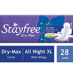 Stayfree Secure XL Ultra Thin Sanitary Napkins with Wings, Extra Large (30 Count) with Dry Max All Night Sanitary Napkin XL (7 Count)