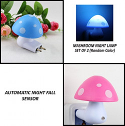 Pindia NMushroomLampSetof2 0.2-Watt Automatic Night Sensor Mushroom Lamp (Pack of 2, Multicolour)