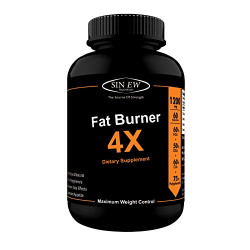 Sinew Nutrition Natural Fat Burner 4X (Green Tea, CLA, Green Coffee & Garcinia Cambogia Extract) - 1200 mg (60 Count)