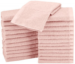 AmazonBasics Cotton Washcloth/Face Towel - Pack of 24, Petal Pink