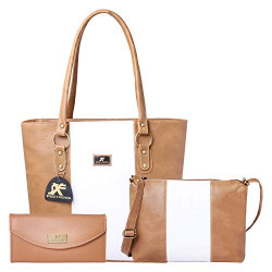 Speed X Fashion Women's Handbag And Sling Bag With Hand Clutch Combo Of 3 Pics (N00STY-Beige,White)