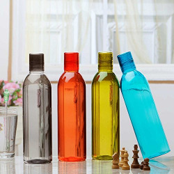 Steelo Savory Plastic Water Bottle, 1 Litre, Set of 4, Multicolour