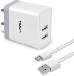 Rock ITG231 1.7 Amp Dual Port Travel Mobile Charger(White, Cable Included)
